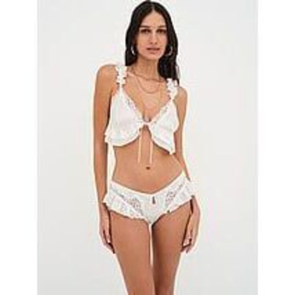 FOR LOVE & Lemons Butterfly Lace Ruffle Cheeky Panty White (XS) NWT